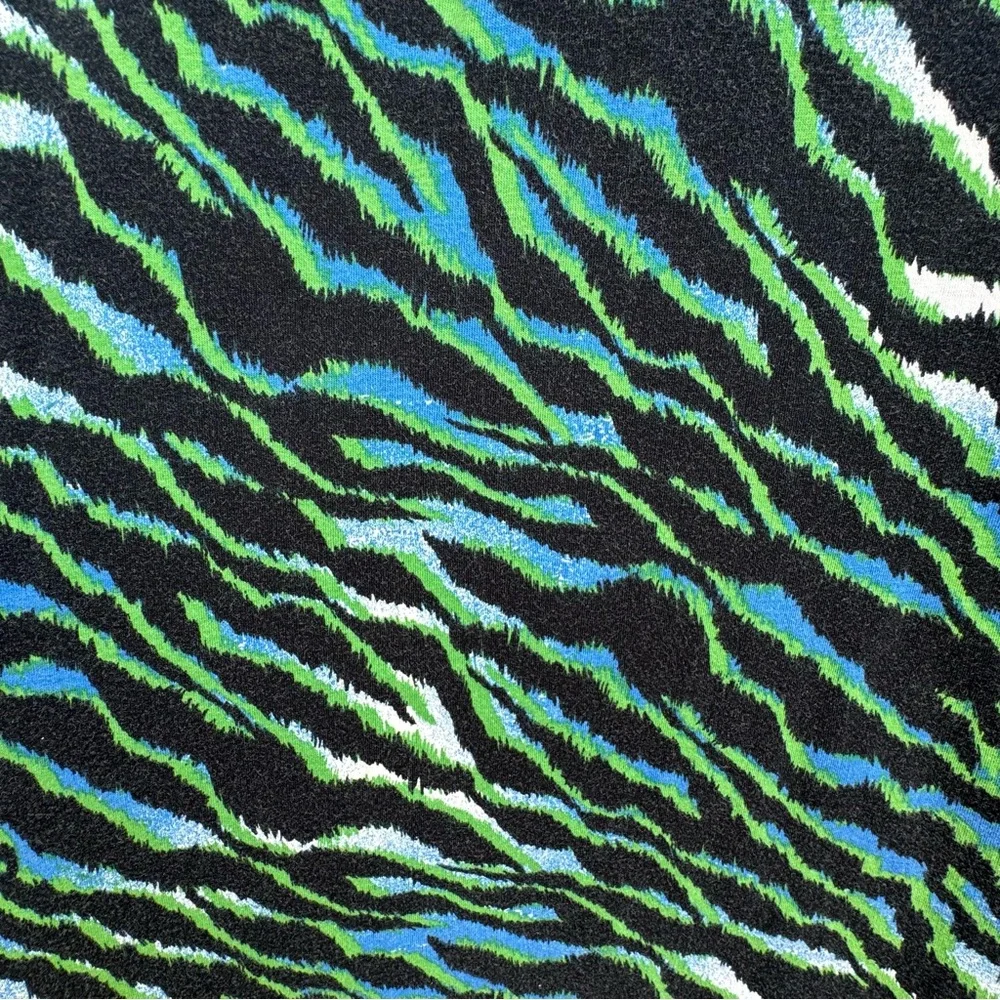 Rafaella XL cotton blue green diagonal tiger stripe artistic beaded blouse top - Picture 7 of 7